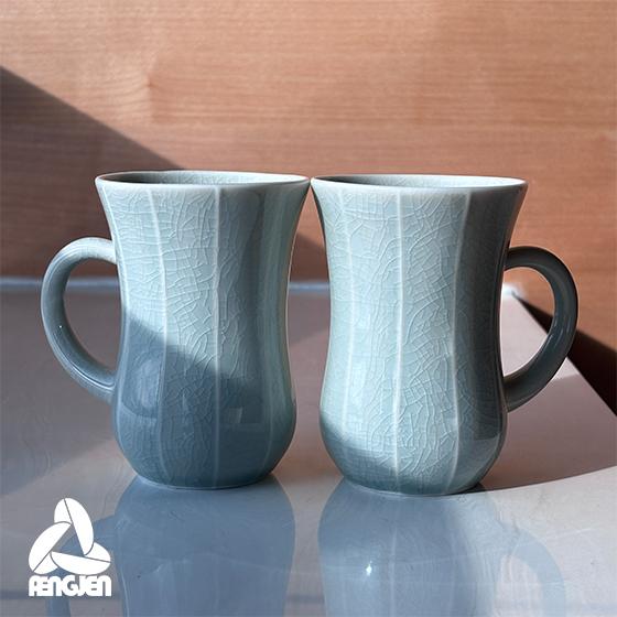 川流鬱金香對杯-冰裂綠